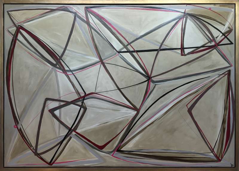 'String Theory in Berry' Oil & Acrylic on Board in Gold/Bronze Finish Shadow Gap Tray Frame