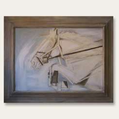 Racing Horse in antique stone frame (B239)