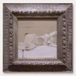 'Reclining on White Linen' Acryllic/Gouache on Board in Modern Frame (B249)