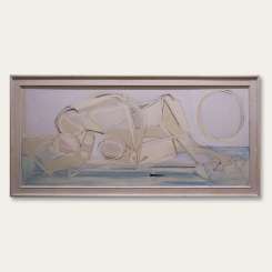 'Lovers on a Beach' Acryllic/Gouache on Board in Modern Frame (B253)