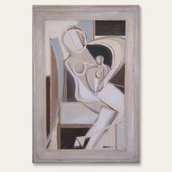 'Mother and Child' Oil/Acryllic on Board in Modern Frame (B254)