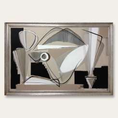'Paloma' Oil & Acrylic on Board in Silver Leaf Frame (B826)