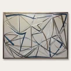 'String Theory in Petrel Blue' Oil & Acrylic on Board in Gold/Bronze Finish Shadow Gap Tray Frame (B845)