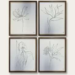 Set of 4 ‘Tropical Linear Botanical Studies’ Brown/Bronze Frames (B981)