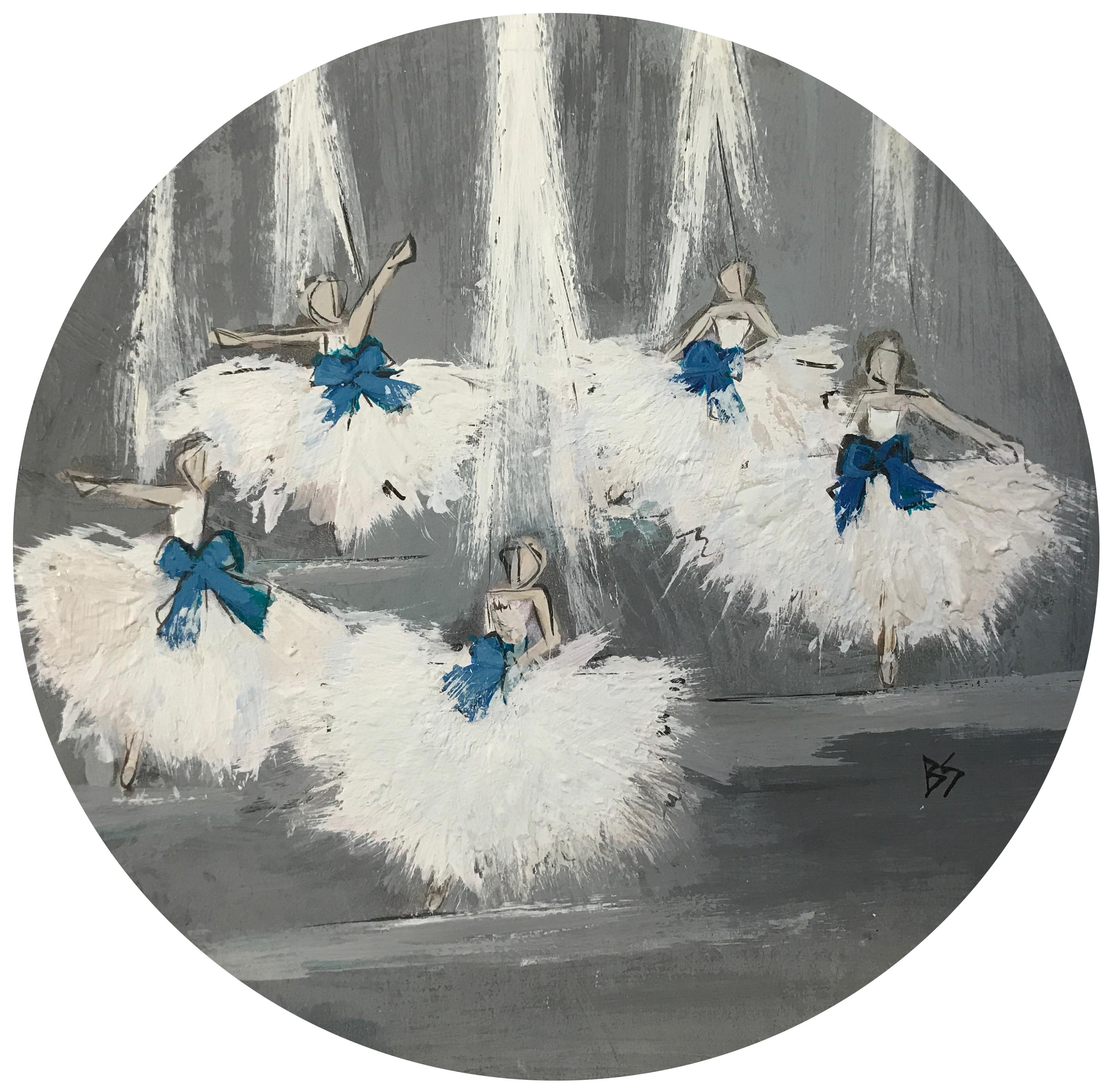 'On Stage' Gouache on Board in Silver Gilt Circular Frame