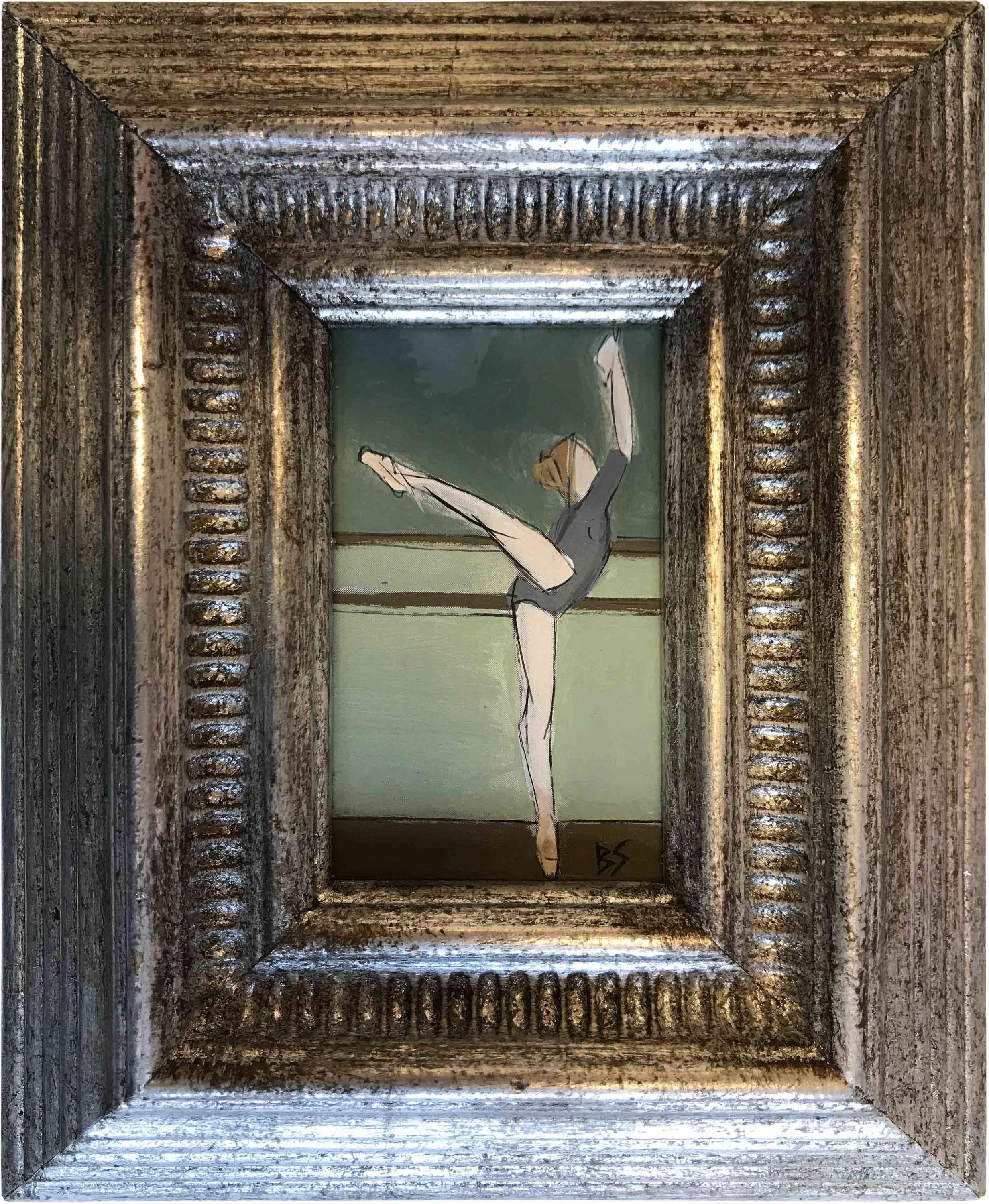 MINIATURE ‘The Barre’ Gouache on Paper in Antique Gold Leaf Frame