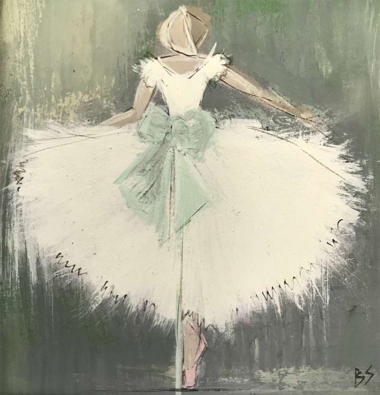 MINIATURE ‘Dandelion Ballerina’ Watercolour & Gouache on Paper in Silver Gilt Carved Frame
