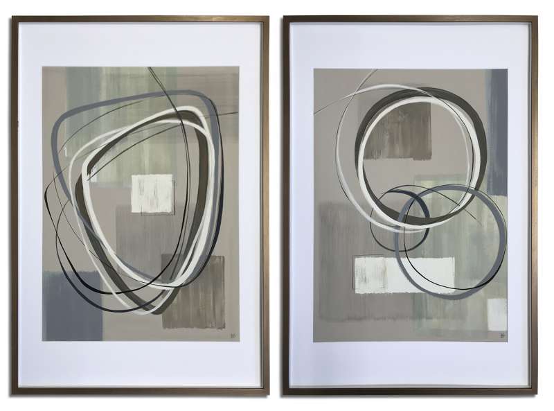 PAIR 'Natural Alto' Oil & Acrylic on Board in Gold Frame