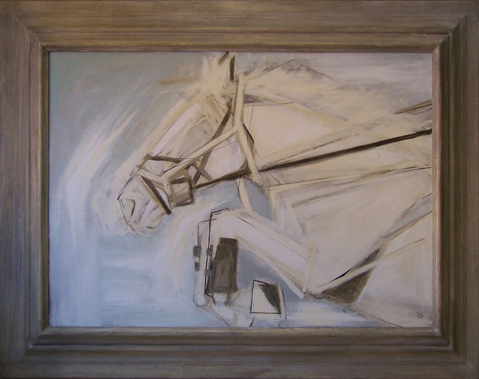 Racing Horse in antique stone frame