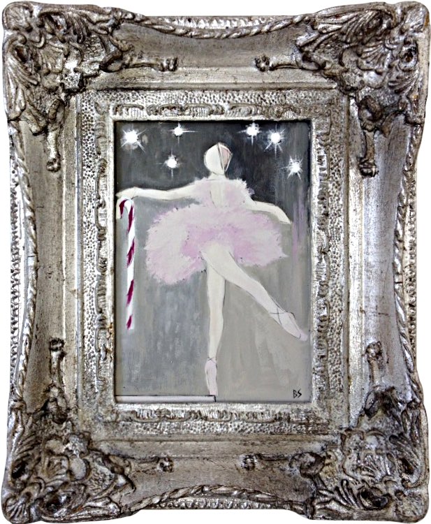'Sugar Plum Fairy' Oil & Acrylic on Board in Ornate Silver Frame