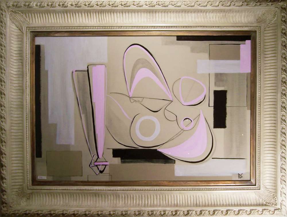 Reclining Figure in Pink in Ornate Modern Frame
