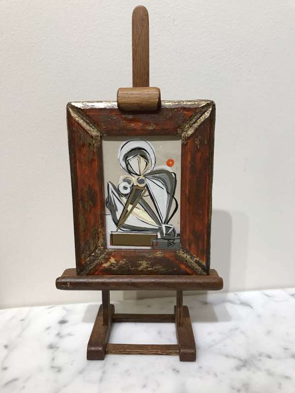 MINIATURE ‘Scala Muse’ Gouache on Board in Gilded and Painted Glass Frame