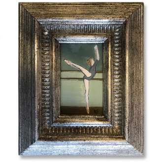MINIATURE ‘The Barre’ Gouache on Paper in Antique Gold Leaf Frame (B1027)