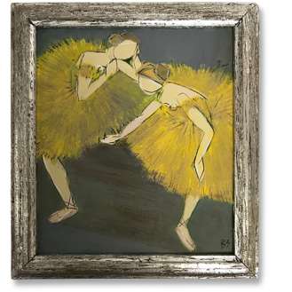 MINIATURE ‘I Love Degas’ Oil & Acrylic on Board in Bespoke Silver Leaf Vintage Frame (B1062)