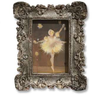 MINIATURE Starry Ballerina Oil & Acrylic on Board in Ornate Silver Gilt Frame (B1089)