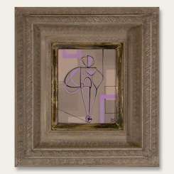 Lilac Abstract Figure in Cream Box Frame (B128)