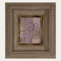 Lilac Abstract Figure in Cream Box Frame (B129)