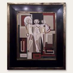 'Three Graces' in Antique Lacquered Frame (B159)