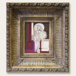 'The Standing Showgirl' Oil/Acryllic on Board in Modern Gilt Box Frame (B233)