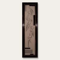 Black Dancing Figures in Lacquered Modern Frame (B40)