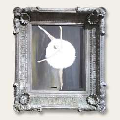 PAIR 'Arabesque' & 'Arabesque Penchee' Oil & Acrylic on Board in Ornate Silver Frame (B602)