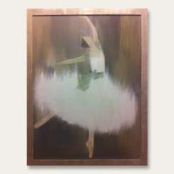 'Giselle' Gouache & Acrylic on Board in Silver Leaf Wooden Frame (B638)