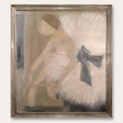 'Dandelion Lacing Slipper' Gouache & Acrylic on Board in Silver Gilt Frame (B699)