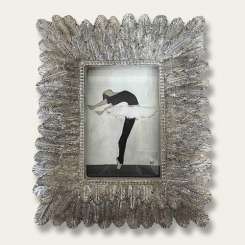 'Bend Like a Feather' Oil, Gouache & Acrylic on Board Behind in Ornate Silver Gilt 'Feather' Frame (B850)