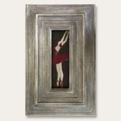 'The Red Shoes' Oil & Acrylic on Board in Silver Leaf Wooden Frame (B851)
