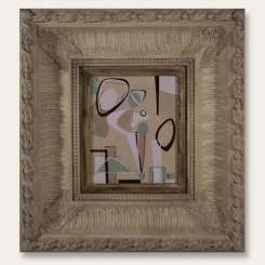 Pink & Green Abstract Figure in Small Box Frame ( Modern) (B89)