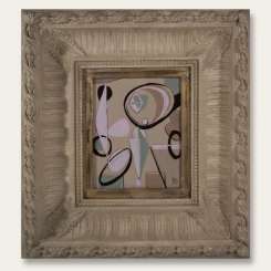 Pink & Green Abstract Figure in Small Box Frame ( Modern) (B90)